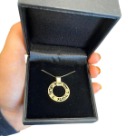 14K Matte Gold Cutout Shema Israel Spinning Pendant