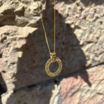 14K Matte Gold Cutout Shema Israel Spinning Pendant