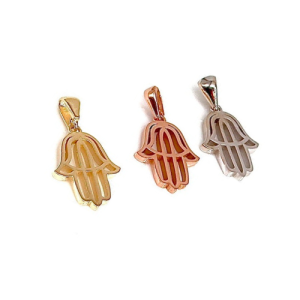 14k Gold Modern Jewish Hamsa Pendant