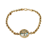 14K Yellow Gold Tree of Life Bracelet with Roman Glass