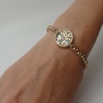 14K Yellow Gold Tree of Life Bracelet with Roman Glass