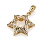 18k Gold Diamond Woven Star of David Pendant