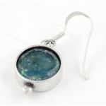 Silver Roman Glass Circular Round Earrings