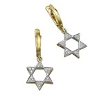 Star of David Dangling Earrings – 14K Yellow Gold Diamond