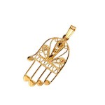 Delicate 14k Gold Filigree Hamsa Pendant