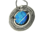 Sterling Silver Round Yemenite Roman Glass Necklace Cum Brooch