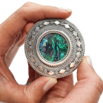 Sterling Silver Round Yemenite Roman Glass Necklace Cum Brooch