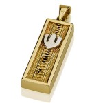 14k Gold Filigree Square Mezuzah Pendant