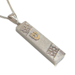 Mezuzah Pendant with Shin and Star of David in 14K Gold