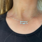 Silver Underline Middle Heart Hebrew Name Necklace