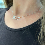 Silver Underline Middle Heart Hebrew Name Necklace