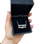 Silver Underline Middle Heart Hebrew Name Necklace