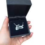 Silver Underline Side Heart Script Hebrew Name
