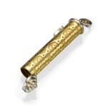 14K Two Tone Gold Star of David Design Mezuzah Pendant