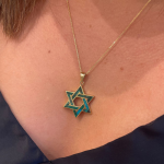 Star of David Pendant in 14K Yellow Gold with Israeli Eilat Stone