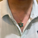 Star of David Pendant in 14K Yellow Gold with Israeli Eilat Stone