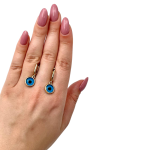 Evil Eye Earrings in 14K Gold & Blue Crystal