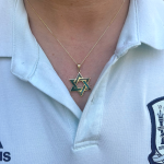 Star of David Pendant in 14K Yellow Gold with Israeli Eilat Stone