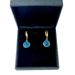 Evil Eye Earrings in 14K Gold & Blue Crystal