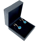 Evil Eye Earrings in 14K Gold & Blue Crystal