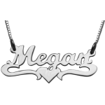Silver Underline Middle Heart Script Name Necklace
