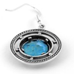 Roman Glass Ship’s Wheel Silver Earrings