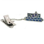 Dark Colored Enamel Jerusalem Skyline Silver Tallit Clips