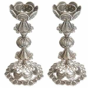 Sterling Silver Flower Filigree Candle Holders