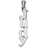Vertical Silver Block Letters Name Pendant