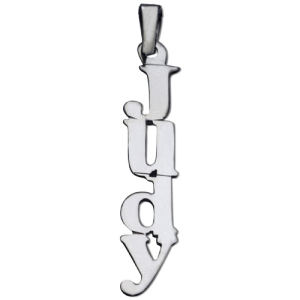 Vertical Silver Block Letters Name Pendant