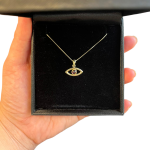 Evil Eye Pendant in 14k Gold with Garnet