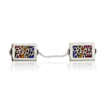 Colored Enamel Jerusalem Silver Tallis Clips