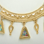 14k Gold Roman Glass Yemenite Necklace