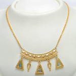 14k Gold Roman Glass Yemenite Necklace