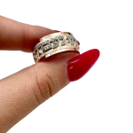 Diamond Hebrew Wedding Ring in 14k Gold – Brushed Finish