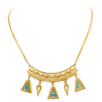 14k Gold Roman Glass Yemenite Necklace