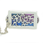 Colored Enamel Jerusalem Silver Tallis Clips