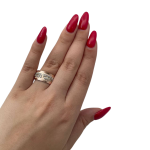 Diamond Hebrew Wedding Ring in 14k Gold – Brushed Finish