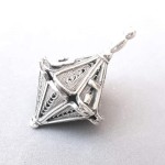 Sterling Silver Hanukkah Dreidel with Filigree Art – Small