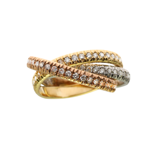 Diamond Interlocking Rolling Eternity Ring in 14K Gold - 3 Colors