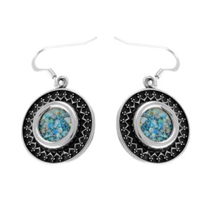 Oxidized Silver Yemenite Roman Glass Earrings