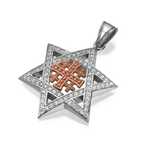 Star of David with Jerusalem Cross Pendant in 14K Gold