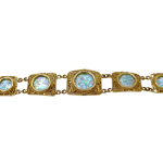 14K Yellow Gold Filigree Roman Glass Bracelet