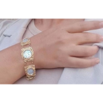 14K Yellow Gold Filigree Roman Glass Bracelet