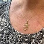 Delicate 14k Gold Filigree Hamsa Pendant