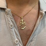 Delicate 14k Gold Filigree Hamsa Pendant