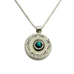 Sterling Silver Turquoise Round Kabbalah Necklace