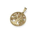 Tree of Life Pendant in 14K Gold with Semiprecious Stones