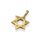 Star of David Textured Interwoven 3D Pendant in 14K Gold