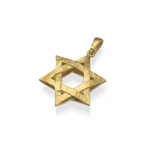 Star of David Textured Interwoven 3D Pendant in 14K Gold